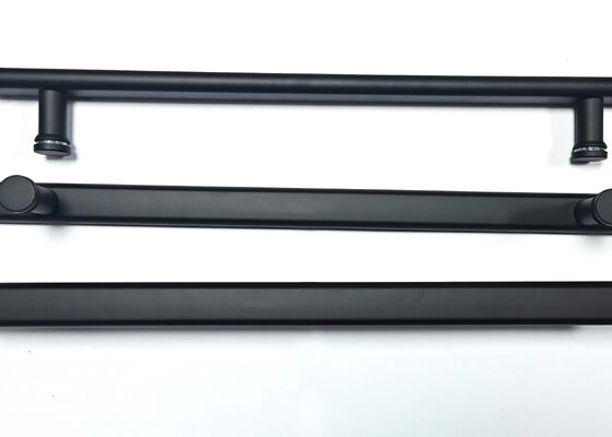 ブラックマット/ポリッシュシルバー ステンレススチール シャワーハンドル タオルレール